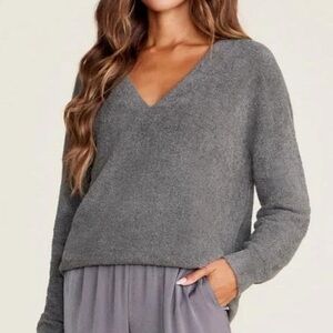 Barefoot Dreams Charcoal V-Neck Sweater